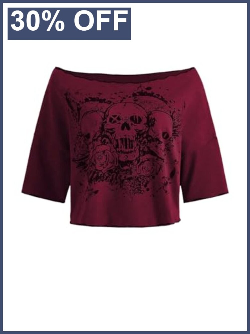Y2K Graphic Crop Tee Boat Neck Short Sleeve Stretchy Pullover